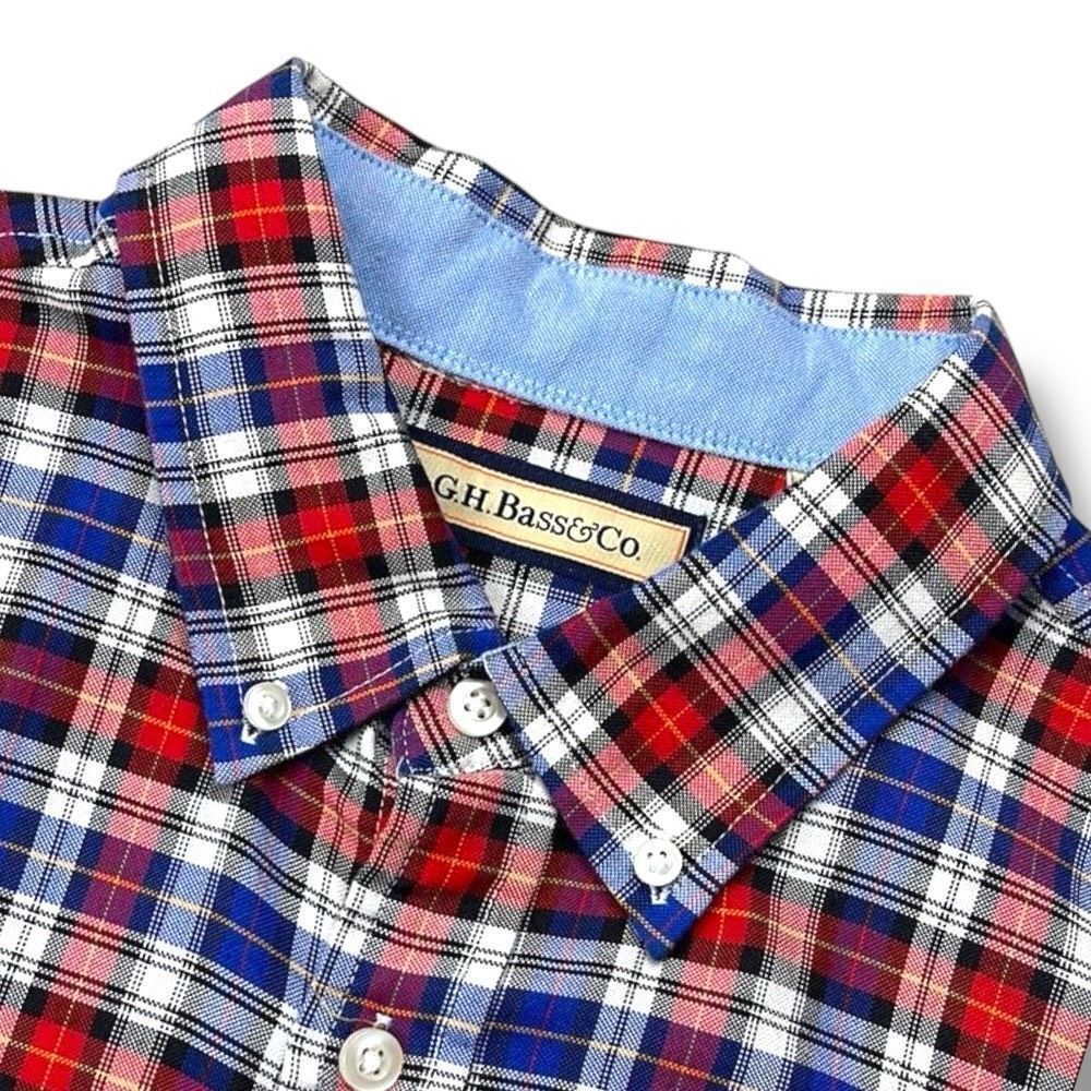 G.H. Bass Shirt Mens Large L Plaid Long Sleeve Button‎ Down Collar Shirt